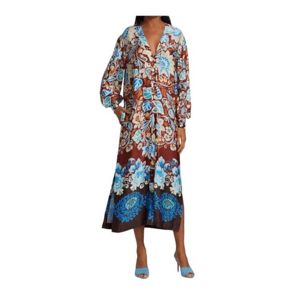 Alexis Vah Floral Maxi Long Sleeve Dress Sz XS ** no belt - Picture 1 of 11